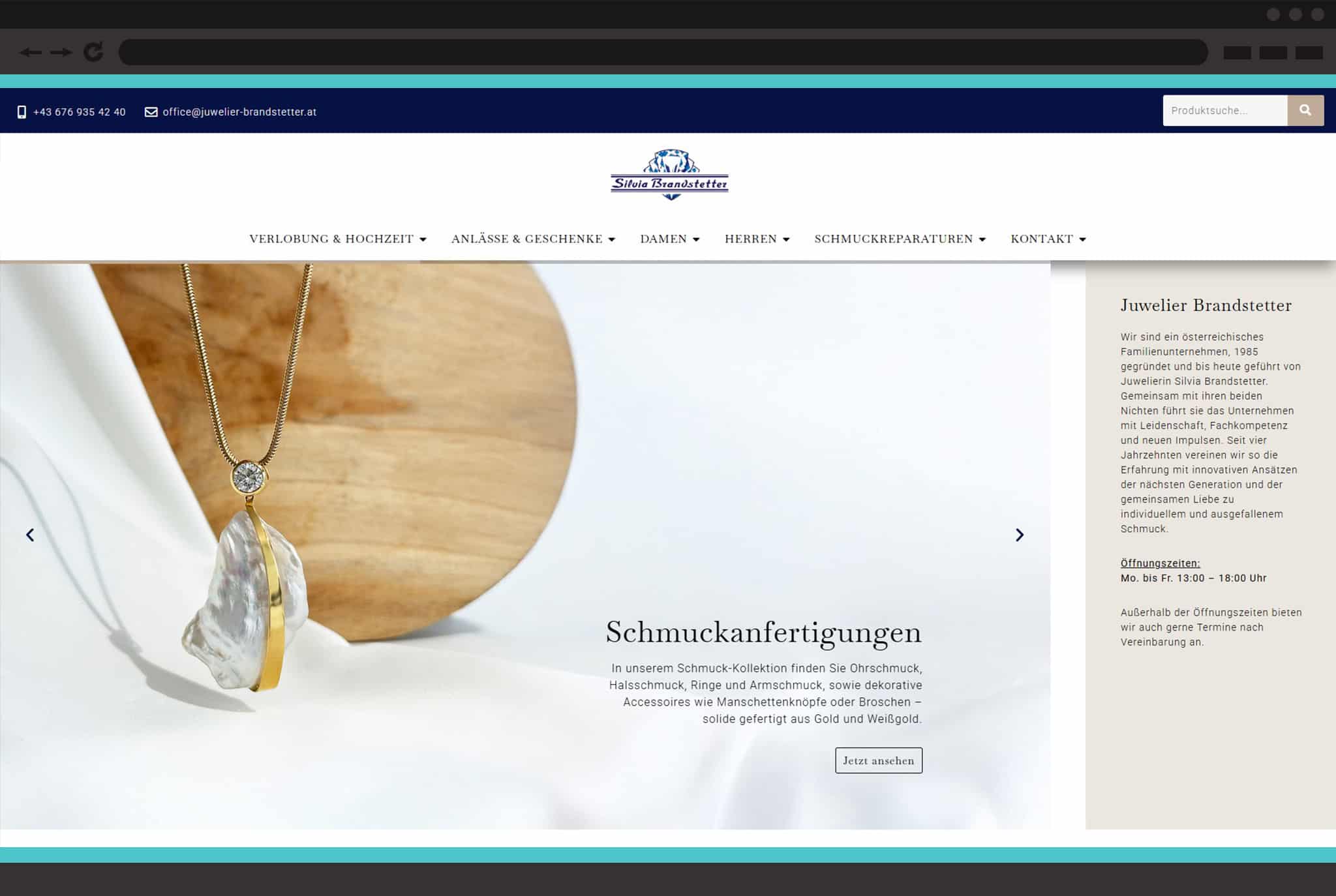 Unternehmenswebsite Juwelier Brandstetter Referenz Portfolio HariMedia
